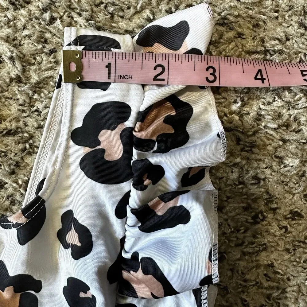 One-Piece Ruffle Sleeveless White Leopard Print Swimsuit Girls Sz 4-5 Year